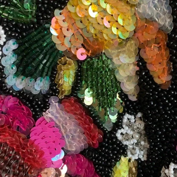 VINTAGE LAURENCE KAZAR Silk multi-colored beaded short jacket - Picture 11 of 16